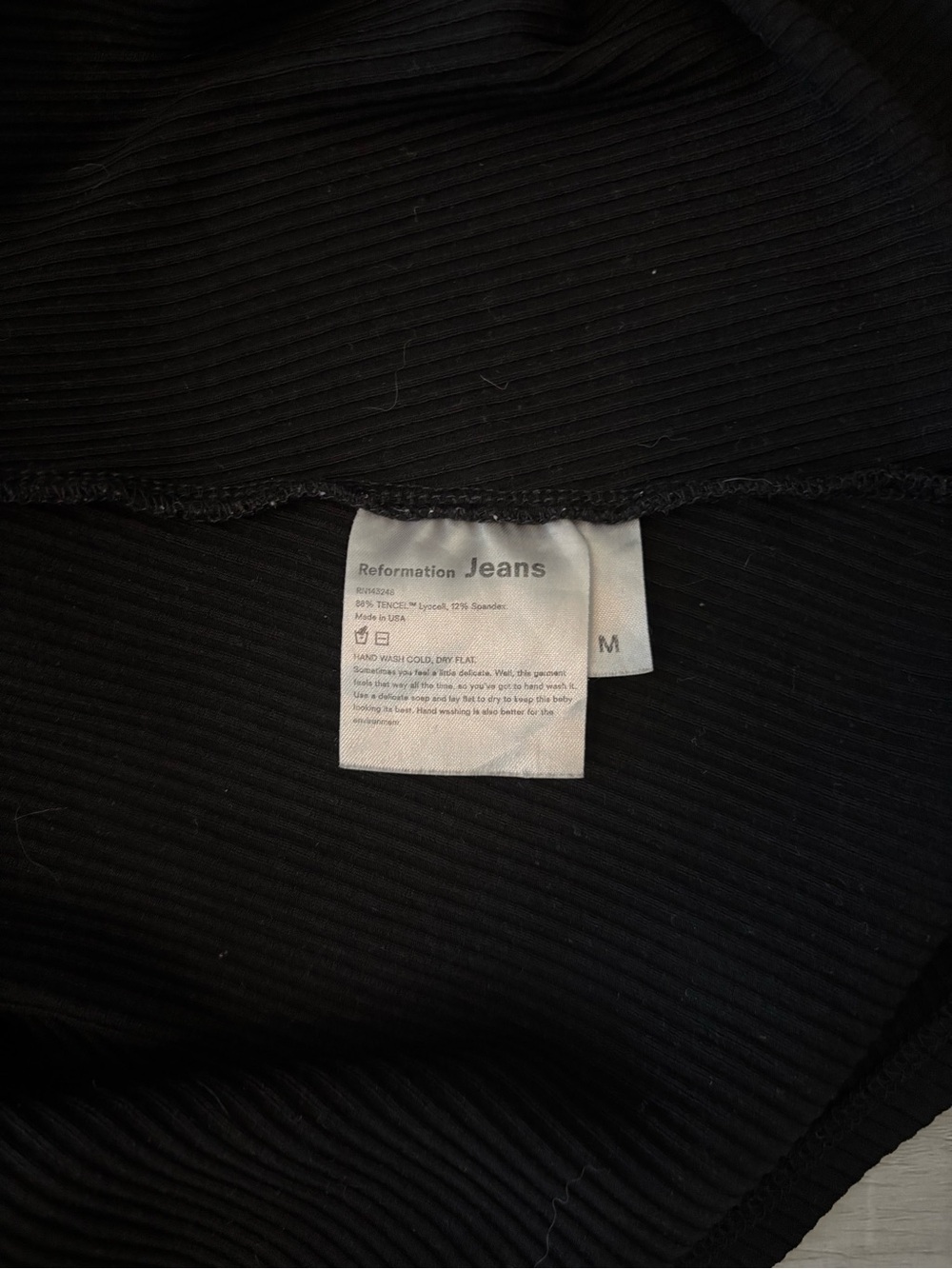 Reformation Jeans Black Ribbed Polo Dress Button Front Stretch Knit Medium - Picture 10 of 10